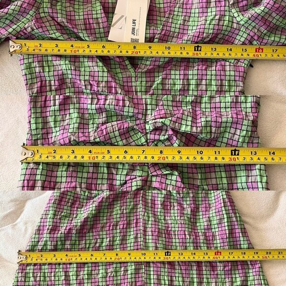 NWT ZARA Plaid Puff Sleeve Midi Dress S - Picture 15 of 16
